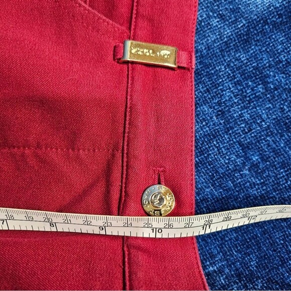 St. John Red Pants Casual Trousers Women 10 Gold Hardware - Picture 7 of 8